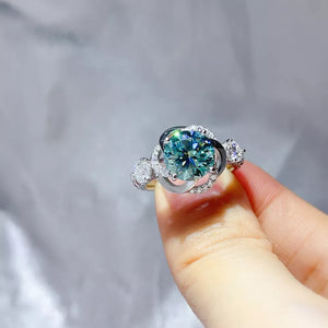 0.3 Carat Solitaire Moissanite Sterling Silver Ring, side view