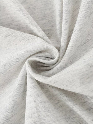 Little Explorer T-shirt in heather grey cotton, showing fabric texture.