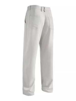 Men's light gray sweatpants with back pockets and elastic waistband.