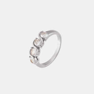 Silver band ring with wave-set clear cubic zirconia stones