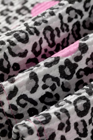 Leopard Heart Print Colorblock Pullover Blouse in Leopard, alternate angle