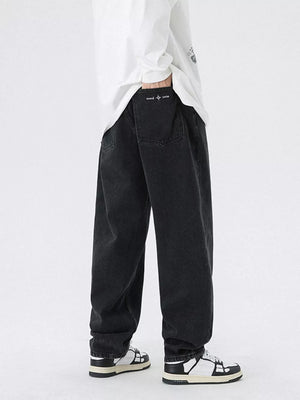 Men S Vintage Wash Relaxed Fit Jeans in Black, fabric detail