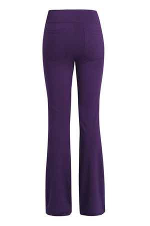 Violet flare-leg performance trousers with back pockets