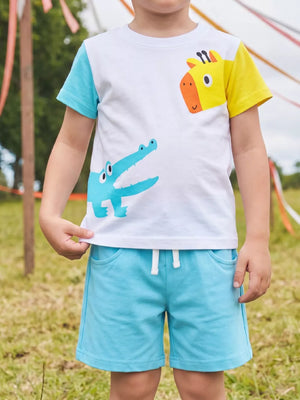 Children's Animal Print T-shirt And Shorts Set, front view