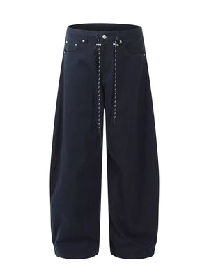 Men's Wide Leg Drawstring Pants in Blue, front view