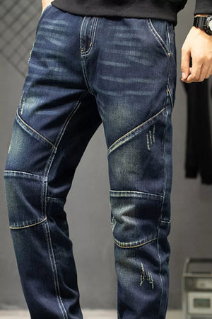 Men's Slim Fit Straight Leg Jeans, model styling view