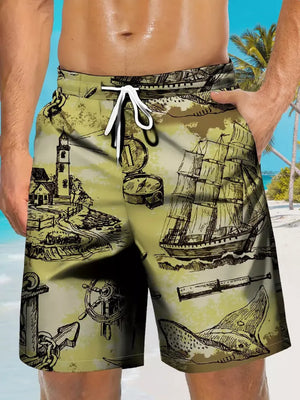 Men's Full Size Drawstring Pocketed Shorts, close-up detail