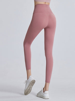 Dusty Pink FlexFit 7/8 leggings with wide waistband and seamless back detail.