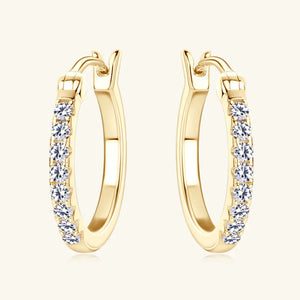 Gold pave-set mini hoop earrings with clear stones