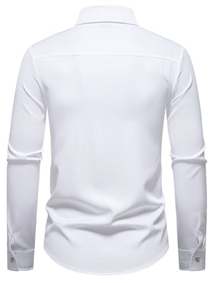 White cotton buttoned slim fit shirt with curved hem