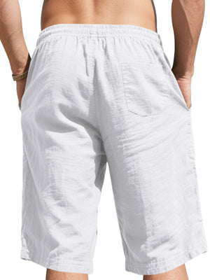 Men's Casual Drawstring Bermuda Shorts Plus Size in Light Blue, view 15