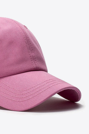 Rose Pink cotton baseball cap with stitched details