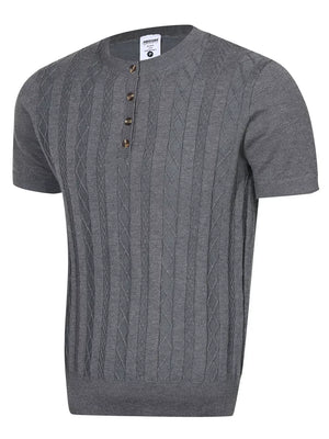 Men's Cable Knit Short Sleeve Top, back view
