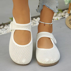 Round Toe Slip-ons in White, alternate angle