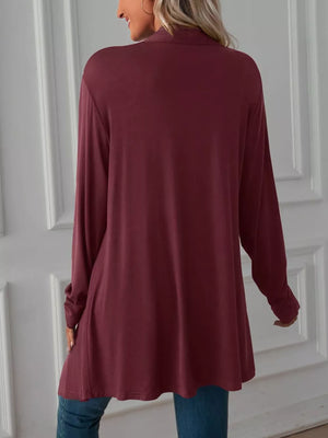 cardigan in Dark Gray with open-front and long sleeve