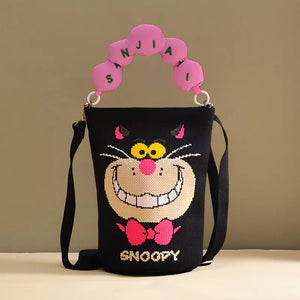 Cartoon Bucket Crossbody Bag, close-up detail