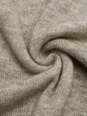 Cozy Mock Neck Sweater With Contrast Trim in Khaki, view 14