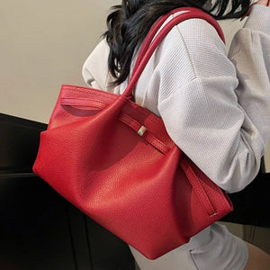 Pu Leather Shoulder Bag in Brown, back view