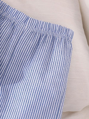 Children's Striped Sleeveless Top And Pants Set in Blue, back view