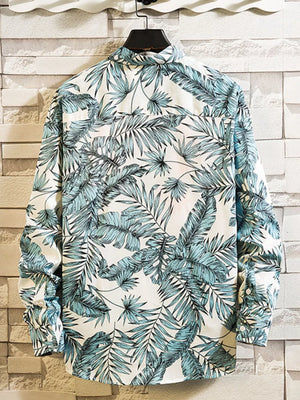 Men's Plus Size Printed Button Up Shirt, side view