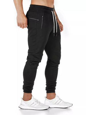 Men's Drawstring Slim Fit Joggers in Grey, close-up detail
