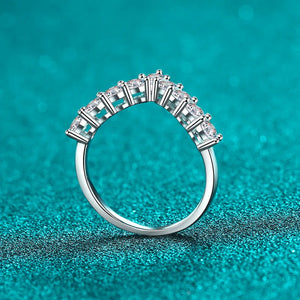 Silver chevron moissanite cluster ring with sparkling stones