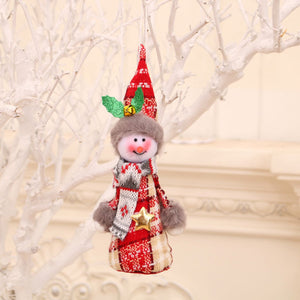 Festive plaid gnome ornament with red, white, and caramel colors, a star accent, and fuzzy trim.