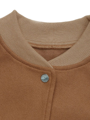 Caramel felted wool-blend bomber jacket with ribbed collar and button detail