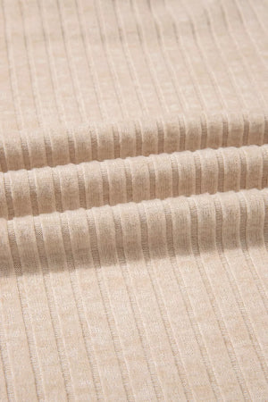 Ribbed Cowl Neck Long Sleeve Top in Khaki, view 11