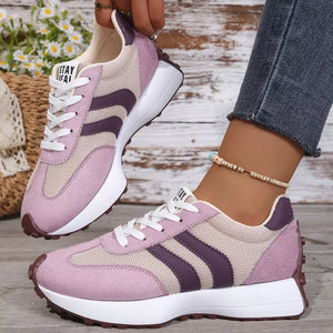Lace Up Round Toe Sneakers in Red, close-up detail
