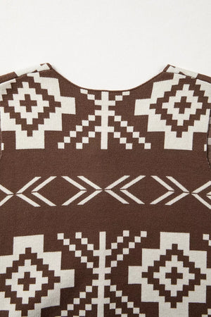 Western Geometric Sleeveless Knit Sweater Vest, front view