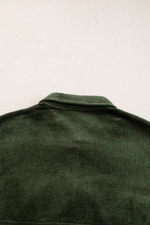 Black Forest corduroy overshirt with a collared neckline and yoke detail.