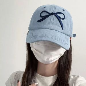 Embroidered Bow Baseball Cap, close-up detail