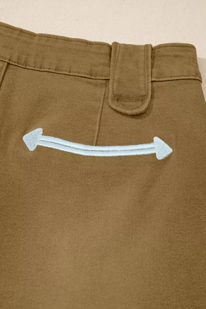 Contrast Arrow Detail Western Denim Shorts, fit detail