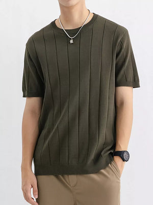 Men's plus size ribbed crew neck tee in Wood Green, short sleeve, lightweight cotton blend.