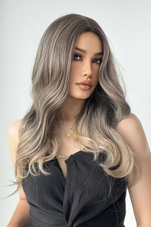 Ombre Wave Synthetic Wig in Ash Brown/Blonde, styled with loose waves.