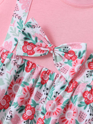 Children's Floral Print Bow Detail Dress, close-up detail
