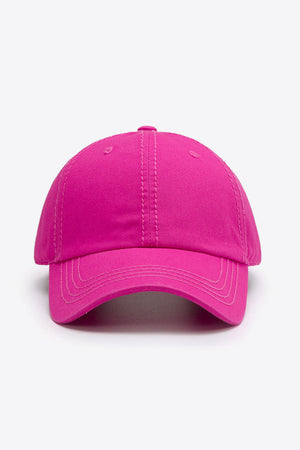 Pink canvas baseball cap with stitched details