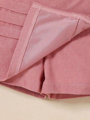 Toddler pink corduroy skort with pleated detail and smooth lining