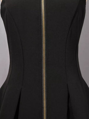 Zip Up Sleeveless Mini Dress in Black, view 12