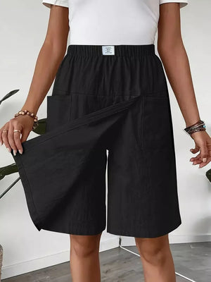 Elastic Waist Wrap Skort in Light Gray, product detail
