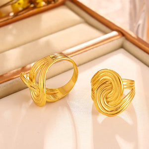 Gold sculptural swirl ring, 18K gold-plated, modern statement ring