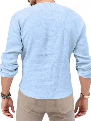 Men's Slim Fit Long Sleeve Blouse Plus Size in White, view 13