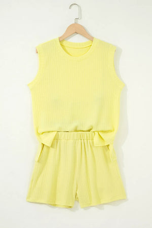 Ribbed Knit Tank And Shorts Set, model styling view