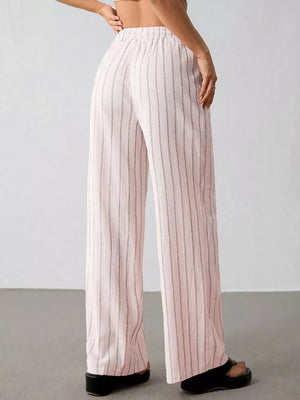 Striped Wide-leg Drawstring Pants, view 26
