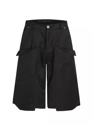 Men's Wide-leg Cargo Capris in Brown, fabric detail