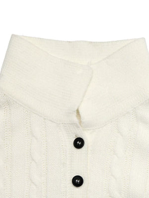 Cable Knit Long Sleeve Sweater in White, alternate angle