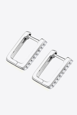 Silver pavé square hoop earrings with cubic zirconia detail