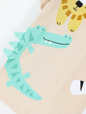 Children's Animal Print Round Neck Tee, model styling view