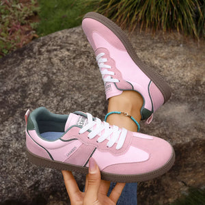 Round Toe Lace Up Sneakers in Wine Red, back view